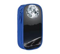 ULKMFFCF Trousse à crayons avec imprimé baleine pleine lune - Noir - Grande capacité - Pour l'école, le bureau, les voyages, le maquillage, bleu, Taille unique, Cartable