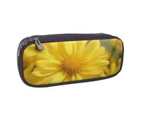 ULKMFFCF Trousse à crayons avec imprimé bonhomme de neige mignon pour garçons et filles - Trousse à crayons en cuir synthétique pour l'école, le bureau, les voyages, le maquillage, Tableau Fleur Jaune