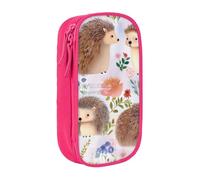 ULKMFFCF Trousse à crayons avec imprimé floral hérissons, noir, grande capacité pour étudiants, papeterie, école, bureau, voyage, maquillage, rose, Taille unique, Cartable