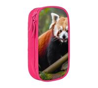 ULKMFFCF Trousse à crayons avec imprimé petit panda rouge - Grande capacité - Avec fermeture éclair - Pour l'école, le bureau, les voyages et le maquillage - Noir, rose, Taille unique, Cartable