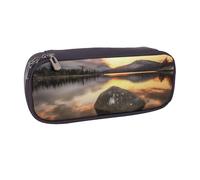 ULKMFFCF Trousse à crayons avec imprimé tournesol pour garçons et filles - Jolie pochette en cuir synthétique pour l'école, le bureau, les voyages, le maquillage, Rock and Lake Under Sunset, Taille