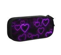ULKMFFCF Trousse à crayons avec motif cœurs violets - Grande capacité - Avec fermeture éclair - Pour l'école, le bureau, les voyages et le maquillage, Noir , Taille unique, Cartable