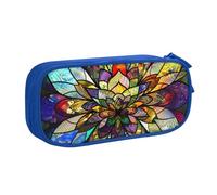 ULKMFFCF Trousse à crayons avec motif de fleurs en vitrail - Noir - Grande capacité - Pour étudiants, papeterie, crayons - Avec fermeture éclair - Pour l'école, le bureau, les voyages et le