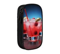 ULKMFFCF Trousse à crayons avec motif tasse à cocktail - Noir - Grande capacité - Pour l'école, le bureau, les voyages, le maquillage, Noir , Taille unique, Cartable