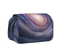 ULKMFFCF Trousse à crayons double couche à rabat motif coucher de soleil et nuages sur la côte hawaïenne pour étudiants, fournitures scolaires, organiseur de voyage, Spirale spatiale énergie cosmique