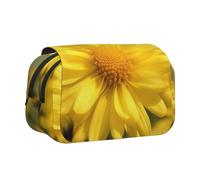 ULKMFFCF Trousse à crayons double couche à rabat pour étudiants, fournitures scolaires, organiseur de voyage - Motif floral jaune, Tableau Fleur Jaune, Taille unique, Cartable