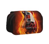 ULKMFFCF Trousse à crayons double couche à rabat pour étudiants, fournitures scolaires, organiseur de voyage, Rock Guitar in Burning, Taille unique, Cartable