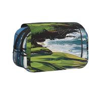 ULKMFFCF Trousse à crayons double couche à rabat pour étudiants, fournitures scolaires, organiseur de voyage - Rouge - Motif cabine téléphonique londonienne, Terrain de golf hawaïen, Taille unique