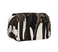 ULKMFFCF Trousse à crayons double couche avec imprimé chouette pour étudiants, fournitures scolaires, organiseur de voyage, Éléphant ancien et jeune éléphant., Taille unique, Cartable