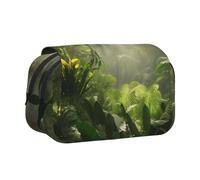 ULKMFFCF Trousse à crayons double couche avec imprimé dragon jaune sur fond noir pour étudiants, fournitures scolaires, organiseur de voyage, Scène de la jungle tropicale, Taille unique, Cartable