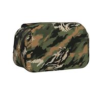 ULKMFFCF Trousse à crayons double couche avec imprimé dragon jaune sur fond noir pour étudiants, fournitures scolaires, organiseur de voyage, Camouflage rayé tigre, Taille unique, Cartable