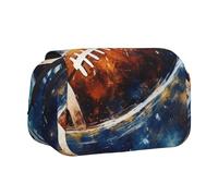 ULKMFFCF Trousse à crayons double couche avec imprimé extraterrestre vert pour étudiants, fournitures scolaires, organisateur de voyage, Galaxy Space Football, Taille unique, Cartable