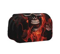 ULKMFFCF Trousse à crayons double couche avec imprimé extraterrestre vert pour étudiants, fournitures scolaires, organisateur de voyage, Crâne de feu gothique rose, Taille unique, Cartable