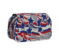 ULKMFFCF Trousse à crayons double couche avec imprimé floral et plantes pour étudiants, fournitures scolaires, organisateur de voyage, Patriotic Stars Strips Independence Day, Taille unique, Cartable