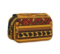ULKMFFCF Trousse à crayons double couche avec imprimé golf noir et blanc pour étudiants, fournitures scolaires, organiseur de voyage, Motif national africain abstrait, Taille unique, Cartable