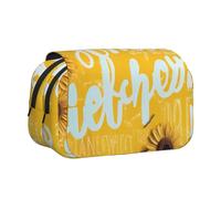 ULKMFFCF Trousse à crayons double couche avec imprimé Happy-Halloween-Day-Trick-Or-Treat pour étudiants, fournitures scolaires, organisateur de voyage, Bonjour ensoleillé., Taille unique, Cartable