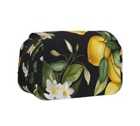 ULKMFFCF Trousse à crayons double couche avec imprimé léopard des neiges pour étudiants, fournitures scolaires, organiseur de voyage, Citron et fleur, Taille unique, Cartable