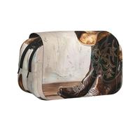 ULKMFFCF Trousse à crayons double couche avec imprimé libellule lotus pour étudiants, fournitures scolaires, organiseur de voyage, Chapeau et bottes de cowboy, Taille unique, Cartable