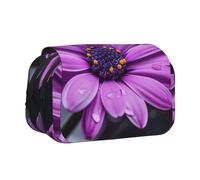 ULKMFFCF Trousse à crayons double couche avec imprimé planètes spatiales pour étudiants, fournitures scolaires, organisateur de voyage, fleur violette, Taille unique, Cartable