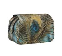 ULKMFFCF Trousse à crayons double couche avec imprimé planètes spatiales pour étudiants, fournitures scolaires, organisateur de voyage, Art plume de paon, Taille unique, Cartable