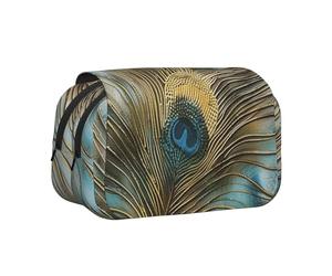ULKMFFCF Trousse à crayons double couche avec imprimé planètes spatiales pour étudiants, fournitures scolaires, organisateur de voyage, Art plume de paon, Taille unique, Cartable