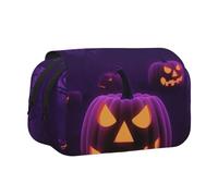 ULKMFFCF Trousse à crayons double couche avec imprimé rose rouge pour étudiants, fournitures scolaires, organiseur de voyage, Violet Halloween Horror, Taille unique, Cartable