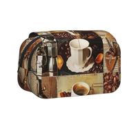 ULKMFFCF Trousse à crayons double couche avec motif bateau de croisière pour étudiants, fournitures scolaires, organisateur de voyage, Collage café, Taille unique, Cartable