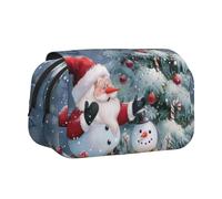 ULKMFFCF Trousse à crayons double couche avec motif bateau de croisière pour étudiants, fournitures scolaires, organisateur de voyage, Père Noël bonhomme de neige, Taille unique, Cartable