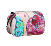 ULKMFFCF Trousse à crayons double couche avec motif bateau de croisière pour étudiants, fournitures scolaires, organisateur de voyage, Bonbons sucettes colorées en forme de donut, Taille unique