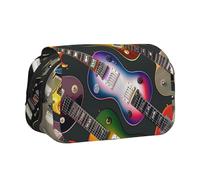 ULKMFFCF Trousse à crayons double couche avec motif bateau de croisière pour étudiants, fournitures scolaires, organisateur de voyage, Guitares colorées., Taille unique, Cartable