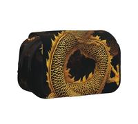 ULKMFFCF Trousse à crayons double couche avec motif cupcake pour étudiants, fournitures scolaires, organiseur de voyage, Dragon jaune doré chinois, Taille unique, Cartable