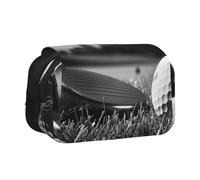 ULKMFFCF Trousse à crayons double couche avec motif de voiture sous les arbres fruitiers - Pour étudiants, fournitures scolaires, voyage, Golf noir et blanc, Taille unique, Cartable