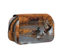 ULKMFFCF Trousse à crayons double couche avec motif fleur de lotus violet pour étudiants, fournitures scolaires, organiseur de voyage, Chasse Flying Wild Duck 2, Taille unique, Cartable