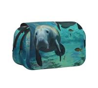 ULKMFFCF Trousse à crayons double couche avec motif pattes de chien pour étudiants, fournitures scolaires, organiseur de voyage, Lamanats indiens de l'Ouest, Taille unique, Cartable