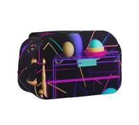 ULKMFFCF Trousse à crayons double couche avec motif paysage de parc pour étudiants, fournitures scolaires, organiseur de voyage, Neon Party Géométrique, Taille unique, Cartable