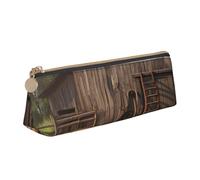 ULKMFFCF Trousse à crayons en bois avec motif triangle imprimé - Jolie pochette en cuir avec fermeture éclair pour l'école, le bureau, les voyages et le maquillage, blanc, Taille unique, Cartable