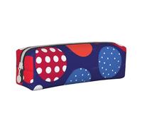 ULKMFFCF Trousse à crayons en cuir avec fermeture éclair pour l'école, le bureau, les voyages et le maquillage Motif pois blancs, blanc, Taille unique, Cartable