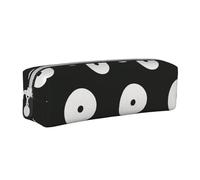 ULKMFFCF Trousse à crayons en cuir avec imprimé à pois noirs et blancs - Jolie pochette zippée pour l'école, le bureau, les voyages et le maquillage, blanc, Taille unique, Cartable