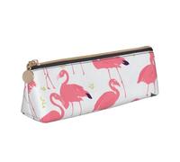 ULKMFFCF Trousse à crayons en cuir avec motif de flamant rose imprimé triangle - Jolie pochette zippée pour l'école, le bureau, les voyages et le maquillage, blanc, Taille unique, Cartable