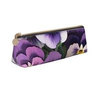 ULKMFFCF Trousse à crayons en cuir avec motif de pensées - Motif triangle - Pour l'école, le bureau, les voyages et le maquillage, blanc, Taille unique, Cartable