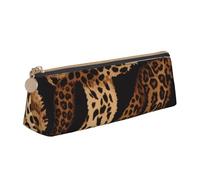 ULKMFFCF Trousse à crayons en cuir avec motif léopard imprimé triangle - Jolie pochette zippée pour l'école, le bureau, les voyages et le maquillage, blanc, Taille unique, Cartable