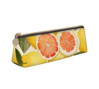 ULKMFFCF Trousse à crayons en cuir avec motif triangle imprimé citron d'été - Jolie pochette zippée pour l'école, le bureau, les voyages et le maquillage, blanc, Taille unique, Cartable