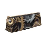 ULKMFFCF Trousse à crayons en cuir avec motif triangle imprimé engrenages steampunk cool - Jolie pochette zippée pour l'école, le bureau, les voyages et le maquillage, blanc, Taille unique, Cartable