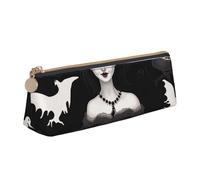 ULKMFFCF Trousse à crayons en cuir avec motif triangle imprimé gothique d'Halloween - Jolie pochette zippée pour l'école, le bureau, les voyages et le maquillage, blanc, Taille unique, Cartable