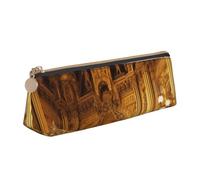 ULKMFFCF Trousse à crayons en cuir avec motif triangle imprimé gothique doré européen - Jolie pochette zippée pour l'école, le bureau, les voyages et le maquillage, blanc, Taille unique, Cartable