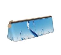 ULKMFFCF Trousse à crayons en cuir avec motif triangle imprimé note de musique bleue - Jolie pochette zippée pour l'école, le bureau, les voyages et le maquillage, blanc, Taille unique, Cartable