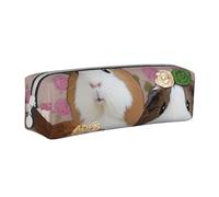 ULKMFFCF Trousse à crayons en cuir imprimé cochons d'Inde et cupcakes - Jolie pochette zippée pour l'école, le bureau, les voyages et le maquillage, blanc, Taille unique, Cartable