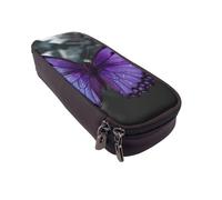 ULKMFFCF Trousse à crayons en cuir synthétique avec fermeture éclair pour l'école, le bureau, les voyages et le maquillage Rouge à pois blancs, Purple Butterfly Art, Taille unique, Cartable