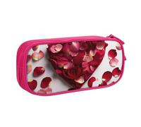 ULKMFFCF Trousse à crayons en forme de cœur avec imprimé pétales floraux, noire, jolie trousse à crayons avec fermeture éclair pour l'école, le bureau, les voyages et le maquillage, rose, Taille