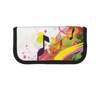 ULKMFFCF Trousse à crayons en toile imprimée sur le thème de la musique abstraite, grande capacité, pour l'école, le bureau, les stylos, les cosmétiques, Noir , Taille unique, Cartable